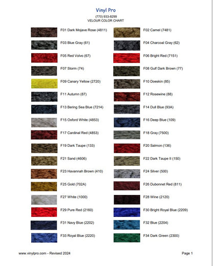 Fibers Color Chart