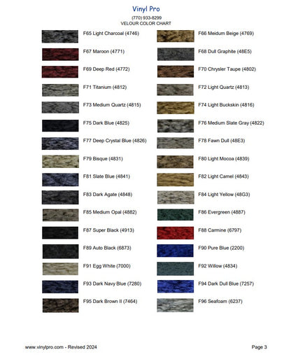 Fibers Color Chart