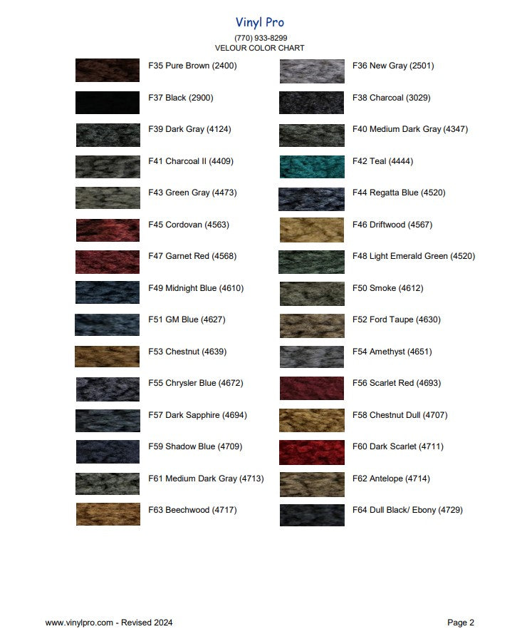 Fibers Color Chart