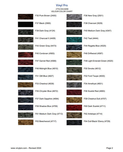 Fibers Color Chart